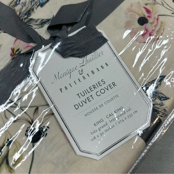 Monique Lhuillier Pottery Barn Tuileries Percale Floral Duvet Cover King Cal NWT - Picture 6 of 6